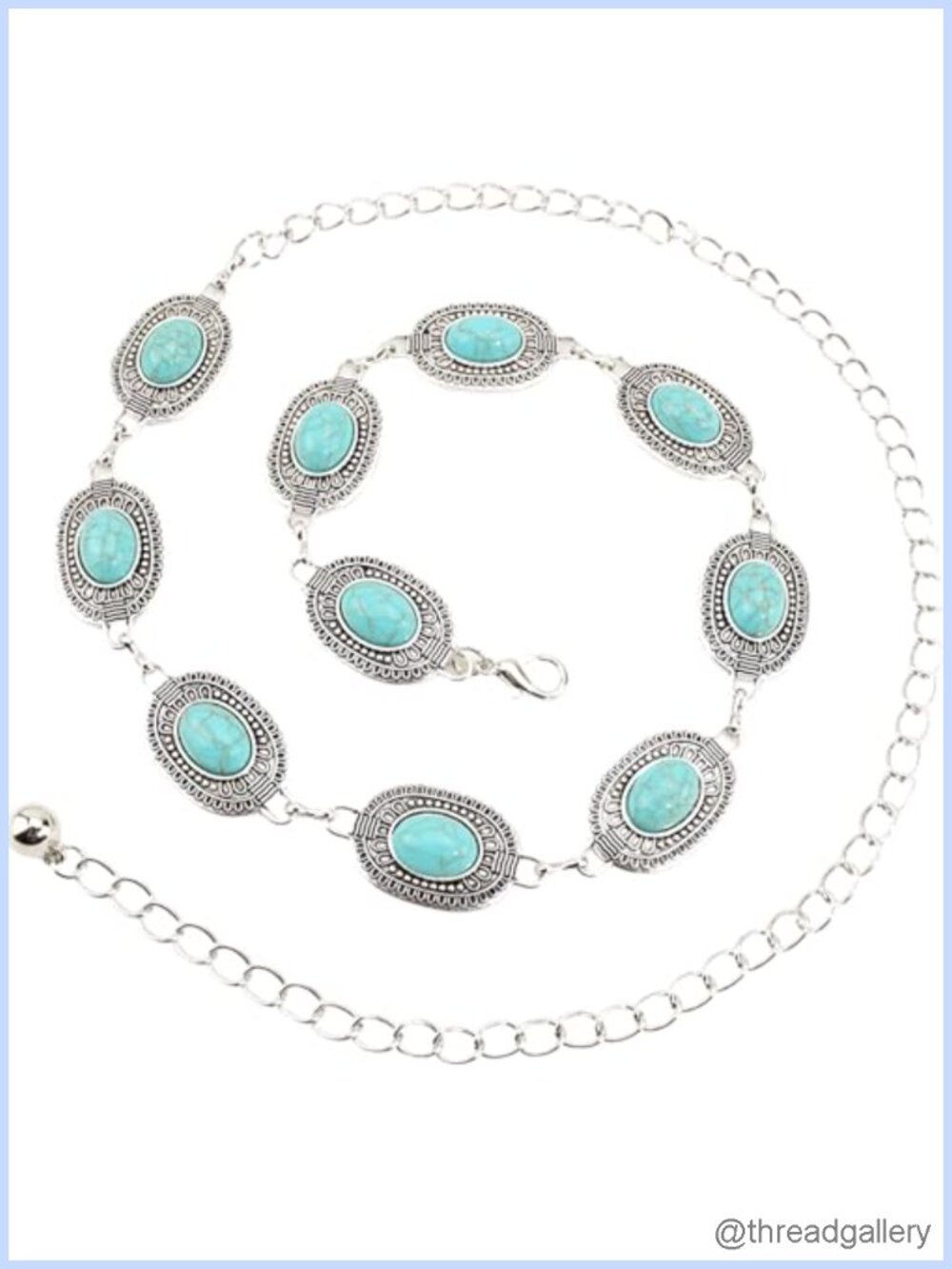 Metal Concho Chain Belt Western Cowgirl Waist Chain Adjustable Boho